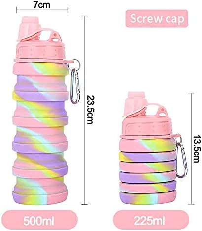 Collapsible Travel Bottles 2 Pack - Portable Hiking Bottles, Leak Proof 500ML, Reusable BPA Free Silicone (Pink+Rose Red) - Image 2